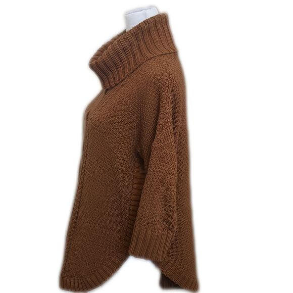 Express cable knit turtleneck sweater, rust, cotton/acrylic blend, Small - Picture 2 of 8